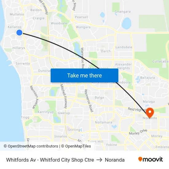 Whitfords Av - Whitford City Shop Ctre to Noranda map