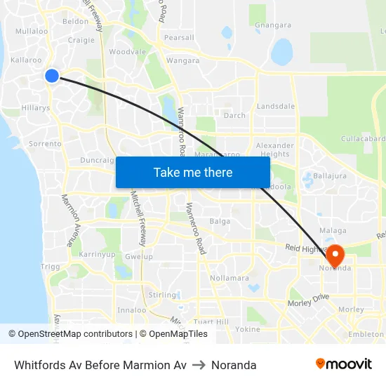 Whitfords Av Before Marmion Av to Noranda map