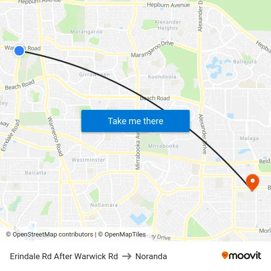 Erindale Rd After Warwick Rd to Noranda map