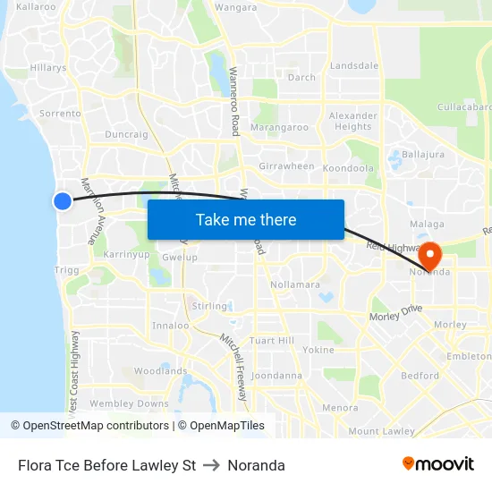 Flora Tce Before Lawley St to Noranda map