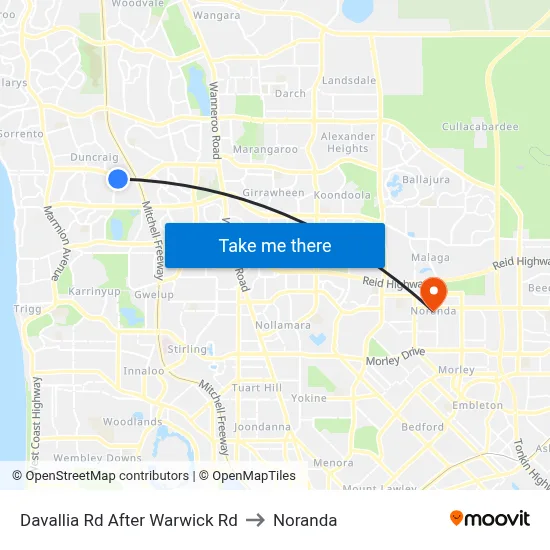 Davallia Rd After Warwick Rd to Noranda map