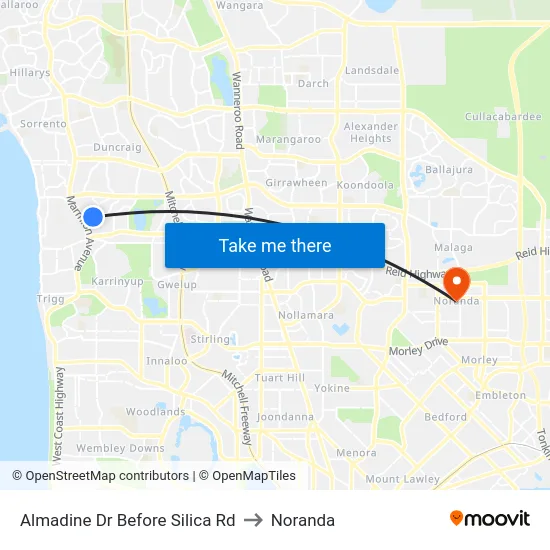 Almadine Dr Before Silica Rd to Noranda map