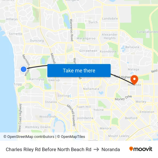 Charles Riley Rd Before North Beach Rd to Noranda map