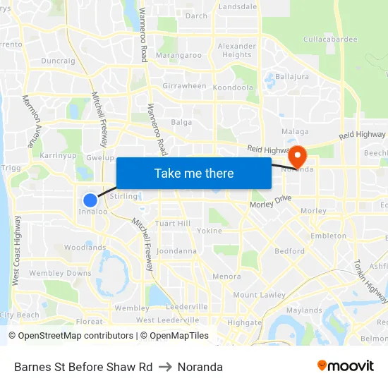 Barnes St Before Shaw Rd to Noranda map