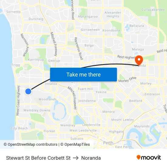 Stewart St Before Corbett St to Noranda map