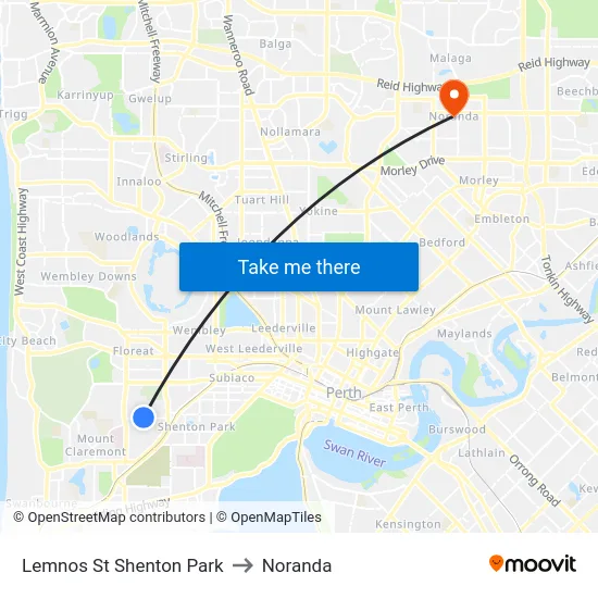 Lemnos St Shenton Park to Noranda map