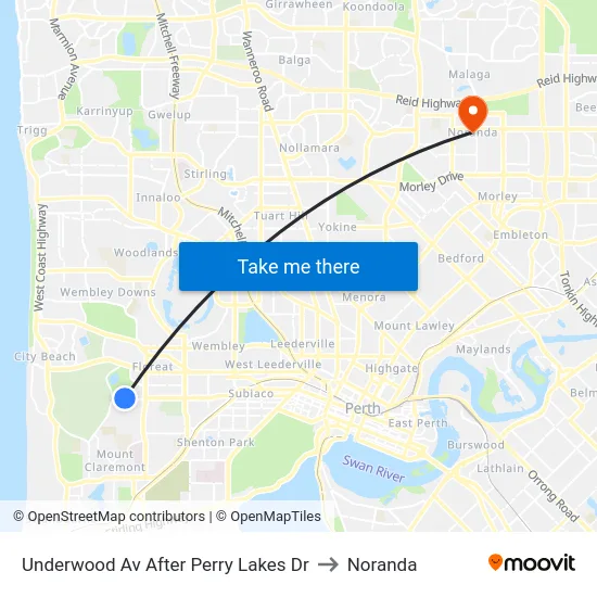 Underwood Av After Perry Lakes Dr to Noranda map