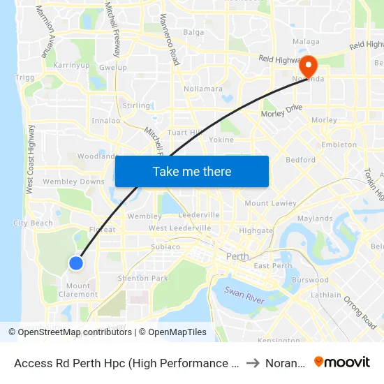 Access Rd Perth Hpc (High Performance Ctr) to Noranda map