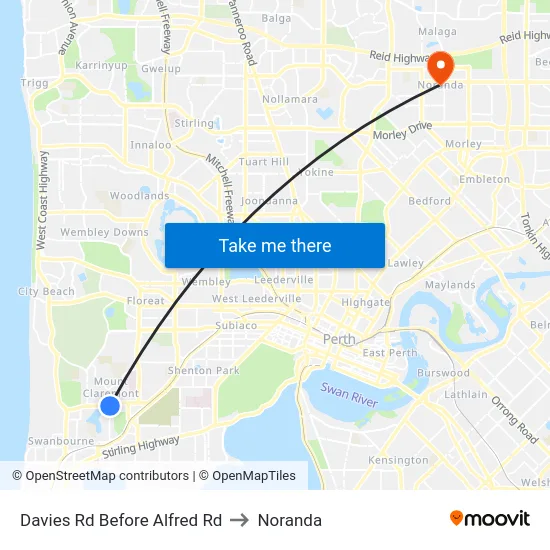 Davies Rd Before Alfred Rd to Noranda map