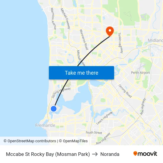 Mccabe St Rocky Bay (Mosman Park) to Noranda map