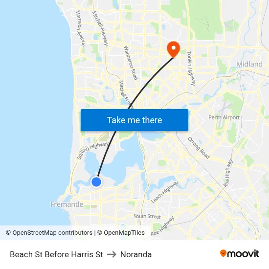 Beach St Before Harris St to Noranda map
