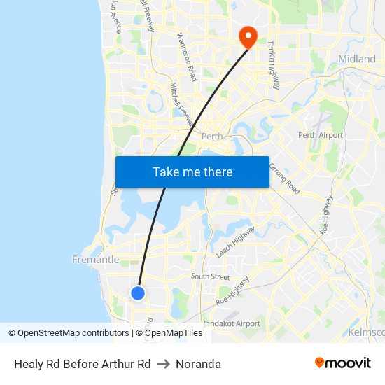 Healy Rd Before Arthur Rd to Noranda map