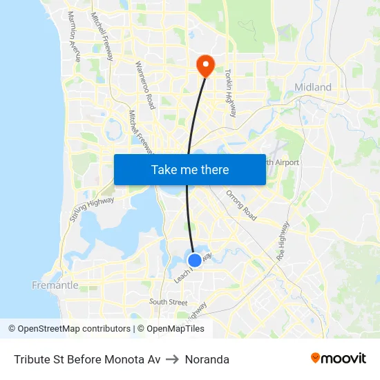 Tribute St Before Monota Av to Noranda map