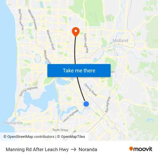 Manning Rd After Leach Hwy to Noranda map
