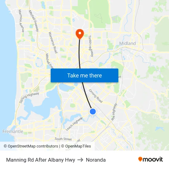 Manning Rd After Albany Hwy to Noranda map