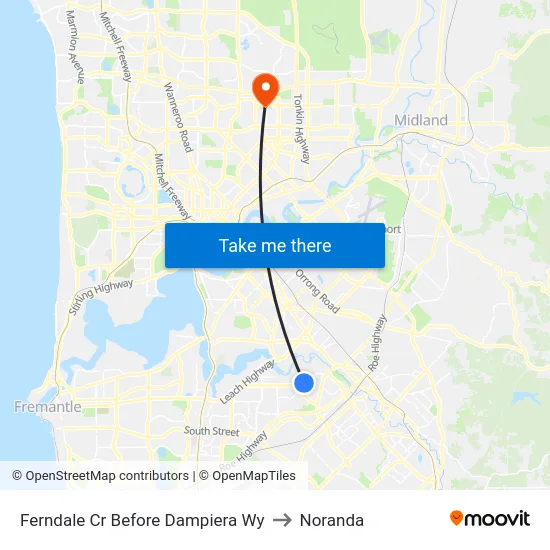 Ferndale Cr Before Dampiera Wy to Noranda map
