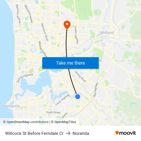 Willcock St Before Ferndale Cr to Noranda map