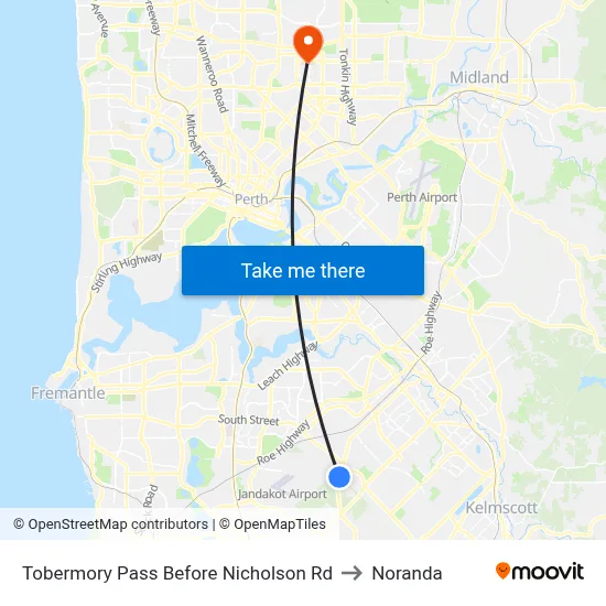 Tobermory Pass Before Nicholson Rd to Noranda map