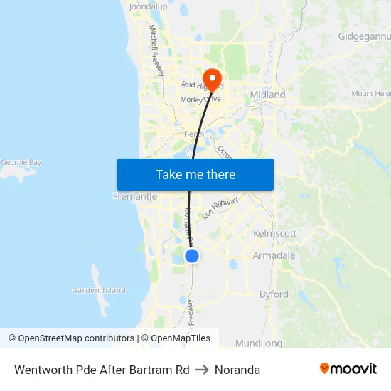 Wentworth Pde After Bartram Rd to Noranda map