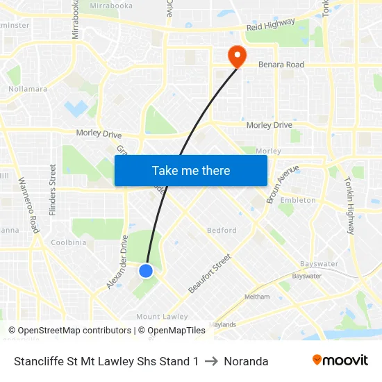 Stancliffe St Mt Lawley Shs Stand 1 to Noranda map