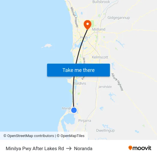 Minilya Pwy After Lakes Rd to Noranda map