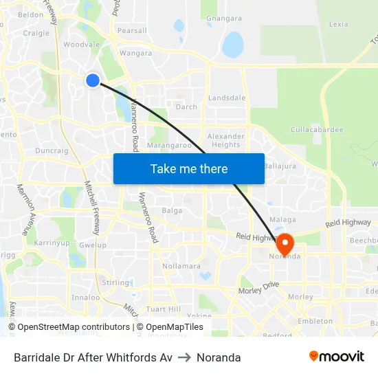 Barridale Dr After Whitfords Av to Noranda map