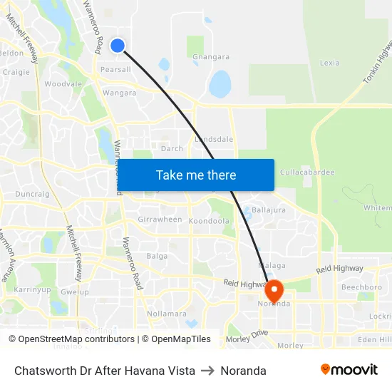 Chatsworth Dr After Havana Vista to Noranda map
