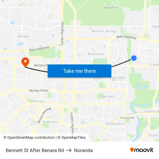 Bennett St After Benara Rd to Noranda map