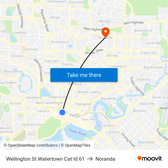 Wellington St Watertown Cat Id 61 to Noranda map