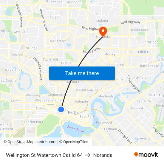 Wellington St Watertown Cat Id 64 to Noranda map