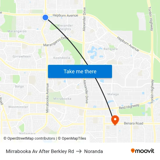 Mirrabooka Av After Berkley Rd to Noranda map