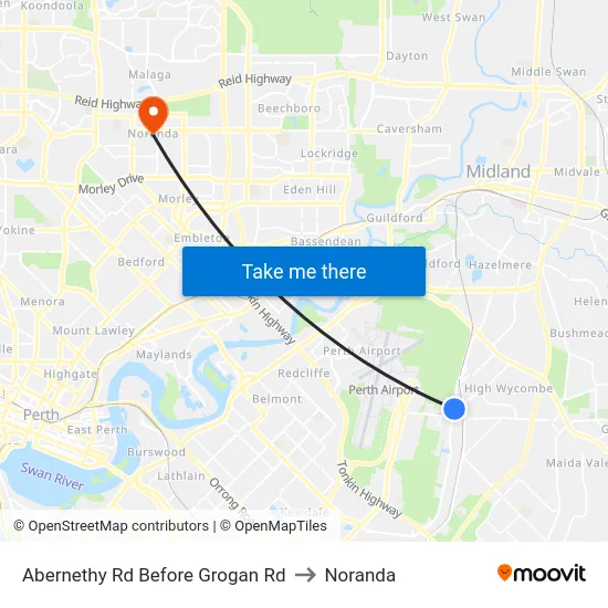 Abernethy Rd Before Grogan Rd to Noranda map