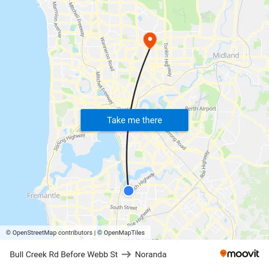 Bull Creek Rd Before Webb St to Noranda map