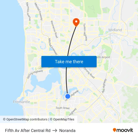Fifth Av After Central Rd to Noranda map