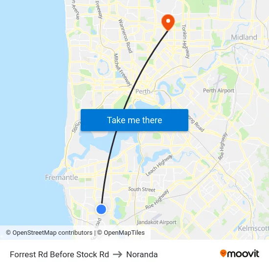 Forrest Rd Before Stock Rd to Noranda map
