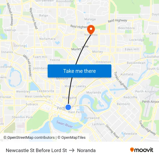 Newcastle St Before Lord St to Noranda map