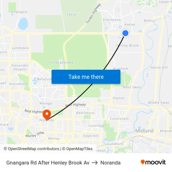Gnangara Rd After Henley Brook Av to Noranda map