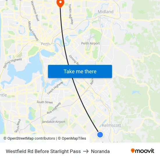 Westfield Rd Before Starlight Pass to Noranda map