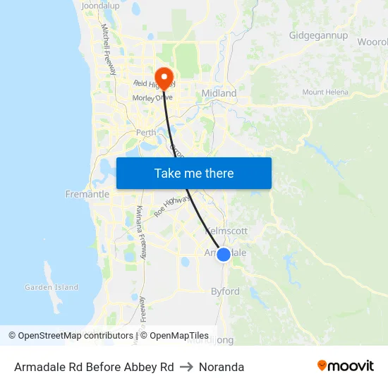 Armadale Rd Before Abbey Rd to Noranda map