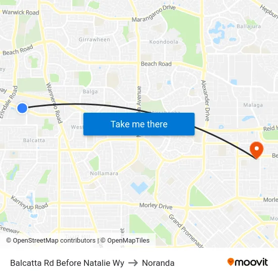 Balcatta Rd Before Natalie Wy to Noranda map