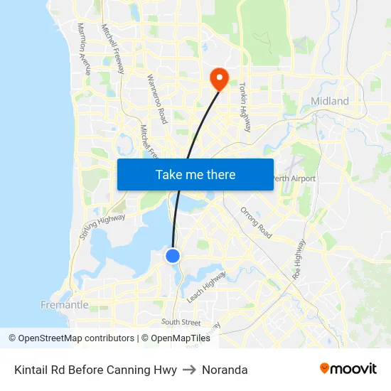 Kintail Rd Before Canning Hwy to Noranda map