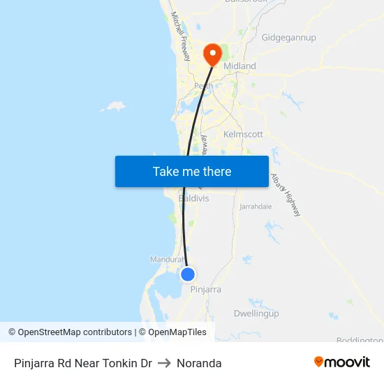 Pinjarra Rd Near Tonkin Dr to Noranda map