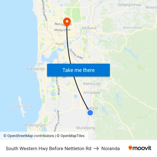 South Western Hwy Before Nettleton Rd to Noranda map