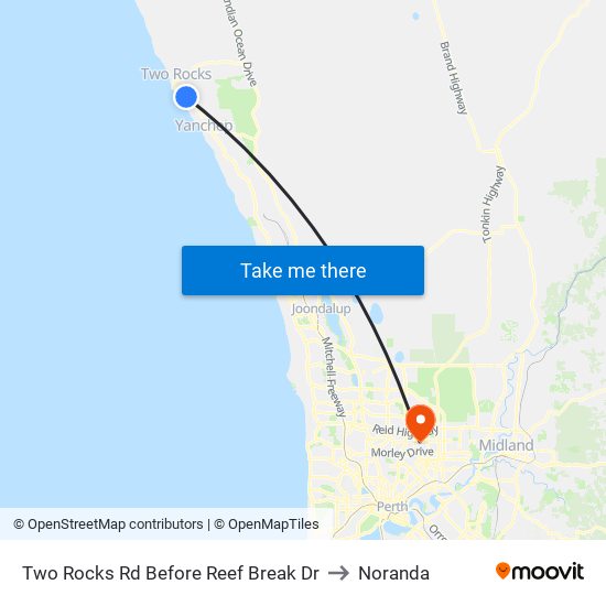 Two Rocks Rd Before Reef Break Dr to Noranda map