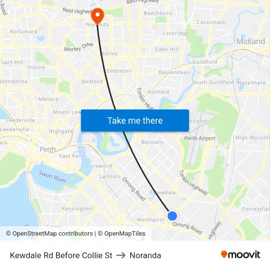 Kewdale Rd Before Collie St to Noranda map