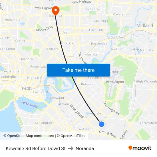 Kewdale Rd Before Dowd St to Noranda map