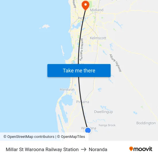 Millar St Waroona Railway Station to Noranda map