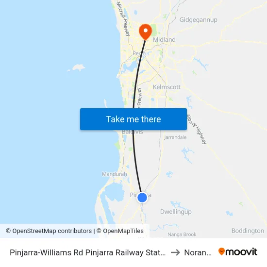 Pinjarra-Williams Rd Pinjarra Railway Station to Noranda map