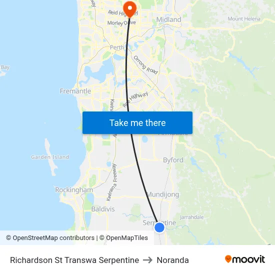 Richardson St Transwa Serpentine to Noranda map