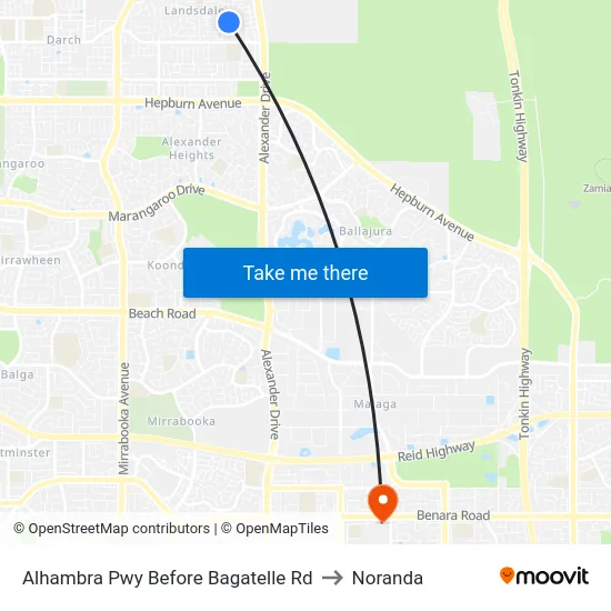 Alhambra Pwy Before Bagatelle Rd to Noranda map